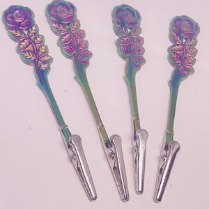 Floral roach  Clips with Iridescent Finish